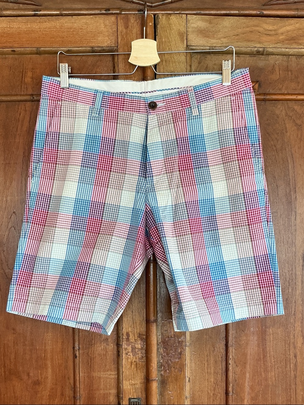 Men's Ben Sherman Plectrum Sz 32 Multi-Color Plaid Cotton Shorts, New